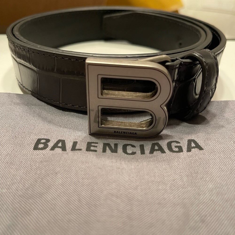 BALENCIAGA Hour Large Logo-Buckle Belt